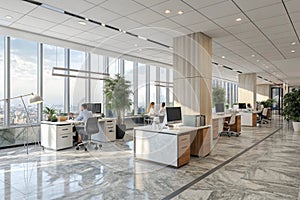 Side view of modern open space office photo