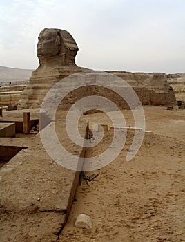 Side View of the Sphinx on The Giza Complex