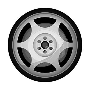Side view sports racing car wheel vector icon