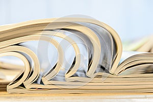 side view of a stack of magazines