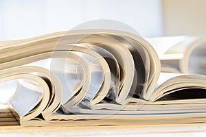 side view of a stack of magazines