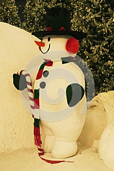 Side view of a standing snow man