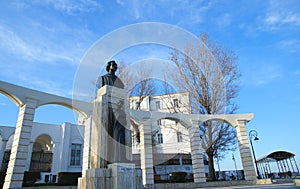 Side view of the Statue of Mihai Eminescu,great romanian writer