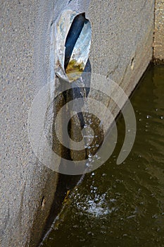 Side view of a storm drain pipe