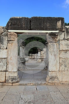 Side view of the Synagogue in Capernaum photo