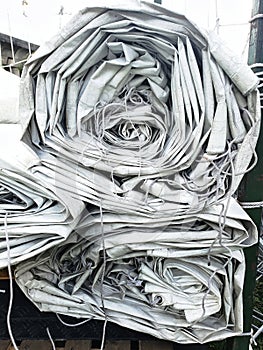 Side view Tentage canvas rolled up