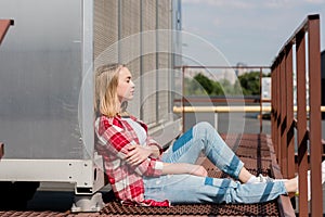 side view of thoughtful teen girl