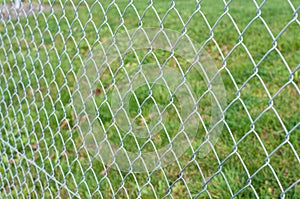 Side view to a metal chain-link fence