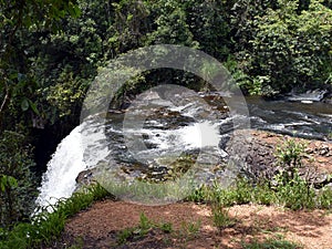 A side view of the top of Zillie Falls in tropical Far North Queensland