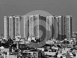 Side view of tower blocks in HCMC Vietnam