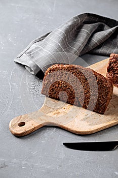 Side view on triangle flourless diet grain bread