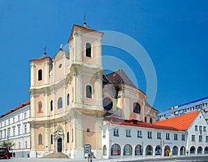 Side view of Trinitarian Church (1717), Bratislava, Slovakia