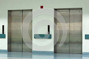 Side View of Two Doors in Elevator