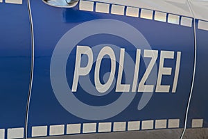Side view of a typical German police car: `Polizei` photo