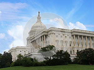 Side view of the United States Congress Building in Washington, D.C., side view shot