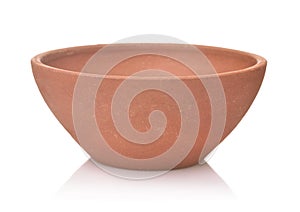 Side view of unpainted clay bowl