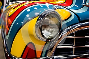 side view of vintage car headlights