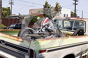 Side view of a vintage classic car van in the street