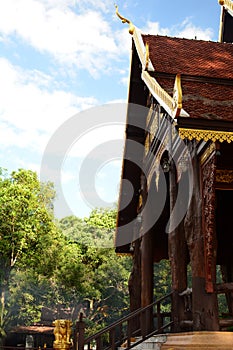 Side view of Wat Tha Sai facade. Thai Mueang. Thai Mueang district. Phang Nga province. Thailand