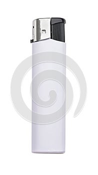 Side view of white blank plastic cigarette lighter