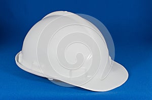 Side view of white hard hat