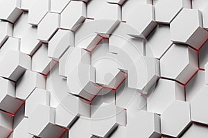 Side view of white hexagon pattern wall