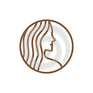 Side view woman long hair beauty hipster logo design, vector graphic symbol icon illustration creative idea
