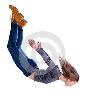 Side view of woman in zero gravity or a fall
