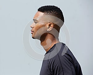 Side view of a young african american man