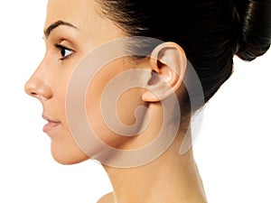 Side view of young woman face