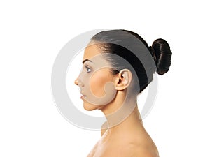 Side view of young woman face