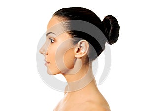 Side view of young woman face