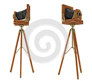 Side views of vintage large format camera