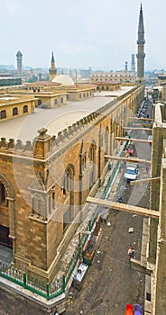 Al-Hussain mosque from the top, Cairo, Egypt photo