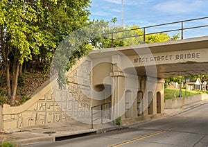 Side wall mural, historic West Street Bridge underpass in downtown Arlington, Texas. photo