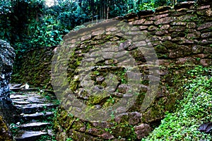 Side walls made of stones in Ciudad Perdada indigenous name Teyuna photo