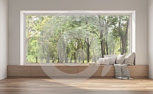 Side window seat with nature view 3d render