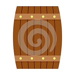 Side of wood barrel icon, flat style