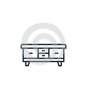 sideboard icon vector from furniture concept. Thin line illustration of sideboard editable stroke. sideboard linear sign for use