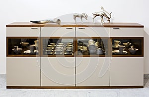 Sideboard with silver reindeers