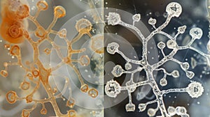 A sidebyside comparison of normal hyphae and altered hyphae affected by fungal diseases illustrating the impact of these photo