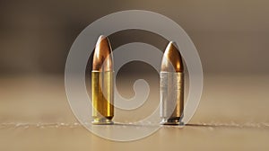A sidebyside comparison of a rubber bullet and a real bullet to show the difference in size and impact.