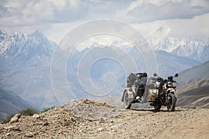 Sidecar riding in the mountains