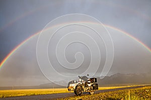 Sidecar riding in the mountains