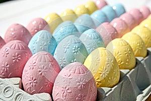 Sidelight contrast of colorful Easter eggs