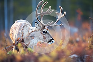 sidelit caribou portrait during golden hour