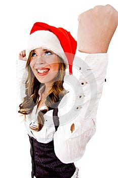 Sidepose of cheerful christmas woman