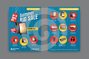 2 sides flyer template for Summer Sale Promotion