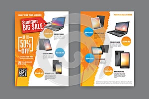 2 sides flyer template for Summer Sale Promotion photo