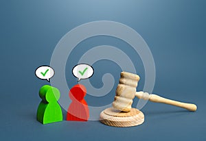 Sides to trial come to a compromise. Reaching consensus. Extrajudicial agreement. Withdrawal of the claim and settlement of the